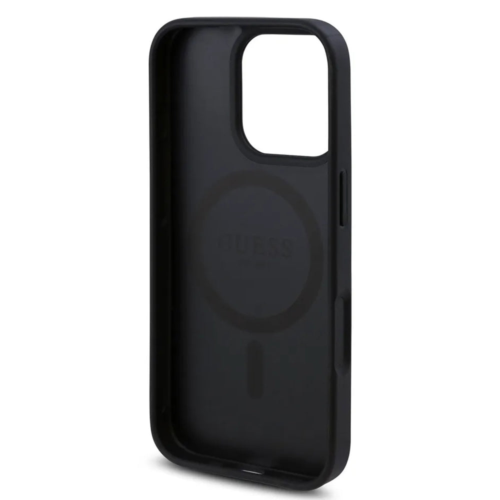 MagSafe Case for Apple iPhone 16 Pro, Guess, 4G Flowers Print, Black