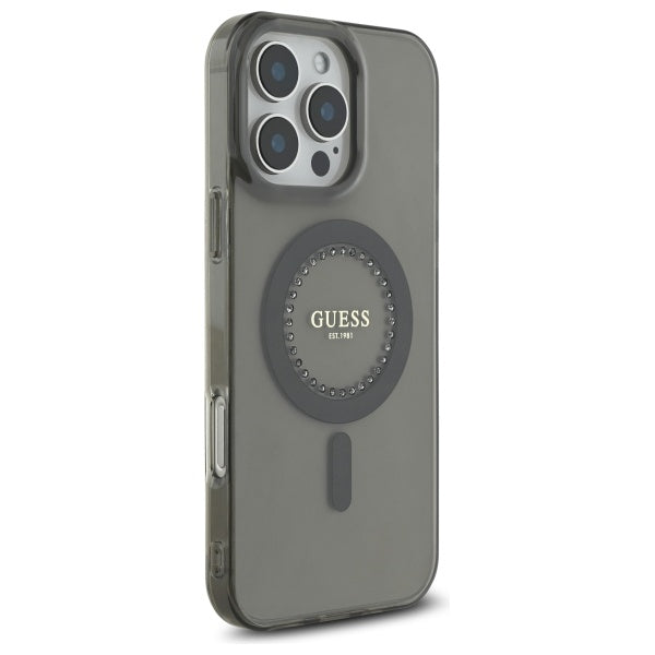 MagSafe Case for Apple iPhone 16 Pro Max, Guess, IML Rhinestone, Black