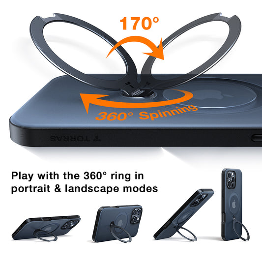 MagSafe Case for Apple iPhone 17 Air, Torras, Ostand Spin, Transparent
