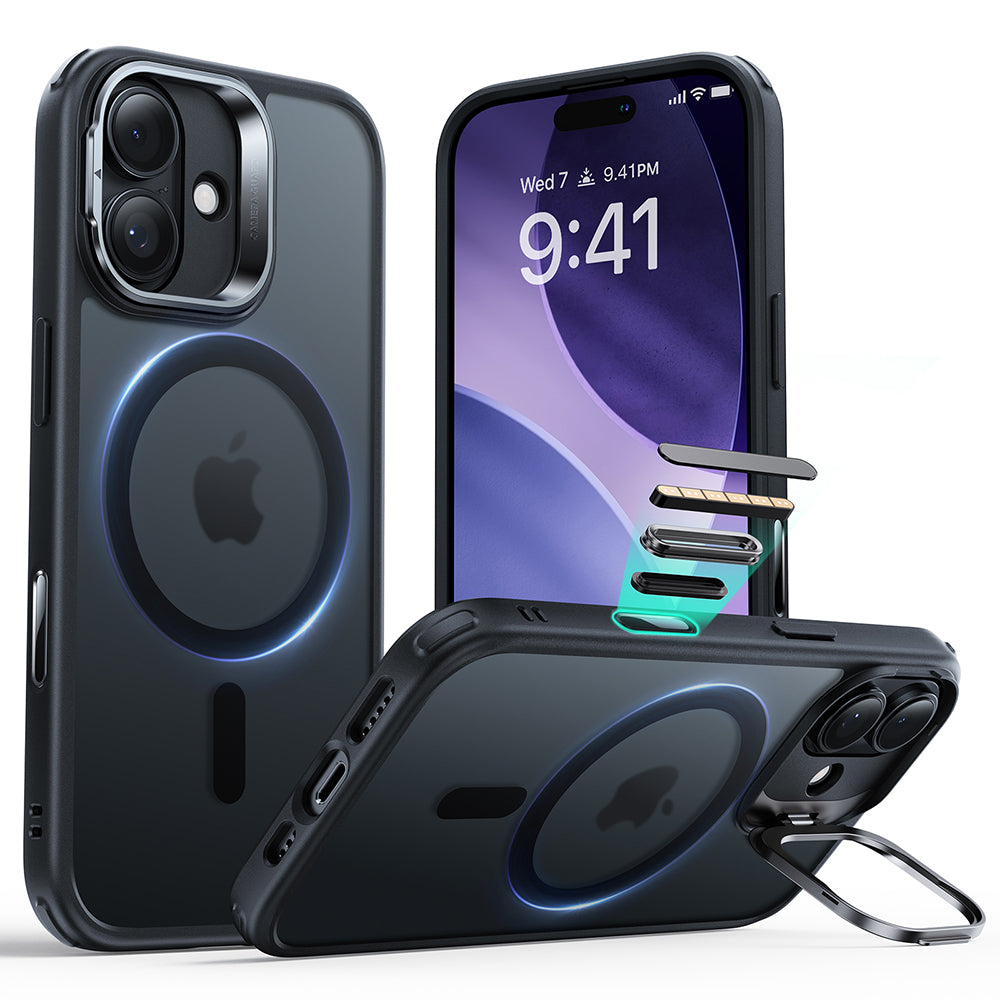 MagSafe Case for Apple iPhone 17, ESR, Classic Hybrid Kickstand, Satin Black