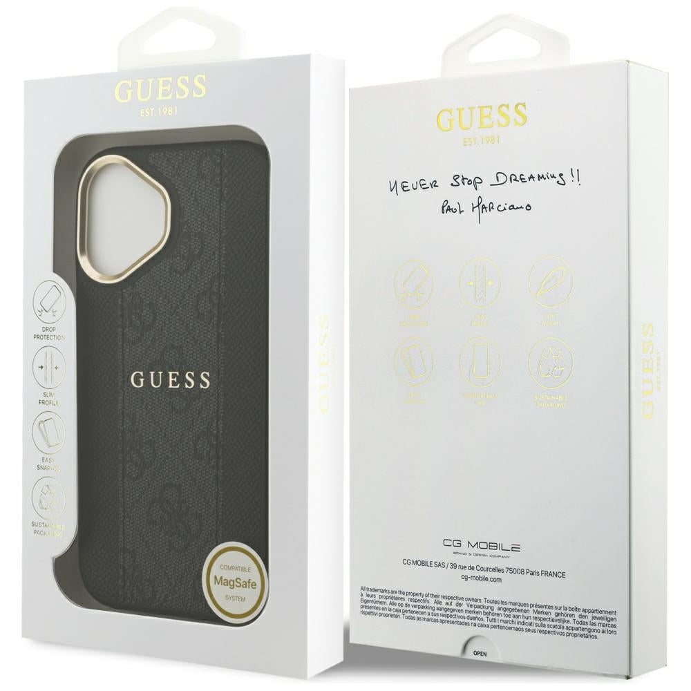 MagSafe Case for Apple iPhone 17, Guess, 4G Stripe, Black