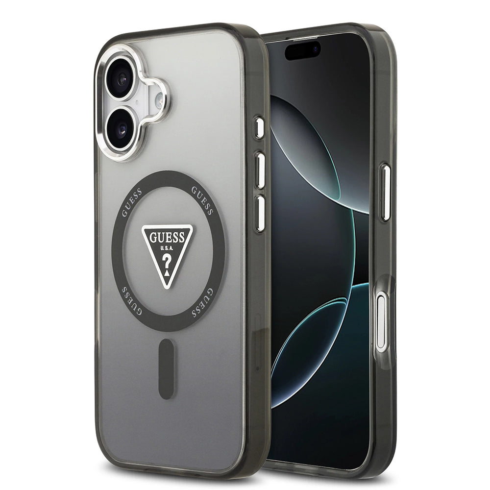 MagSafe Case for Apple iPhone 17, Guess, IML Gradient Triangle Logo, Black
