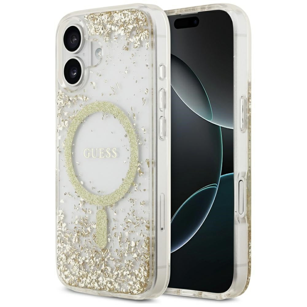 MagSafe Case for Apple iPhone 17, Guess, Resin Bottom Glitter, Gold