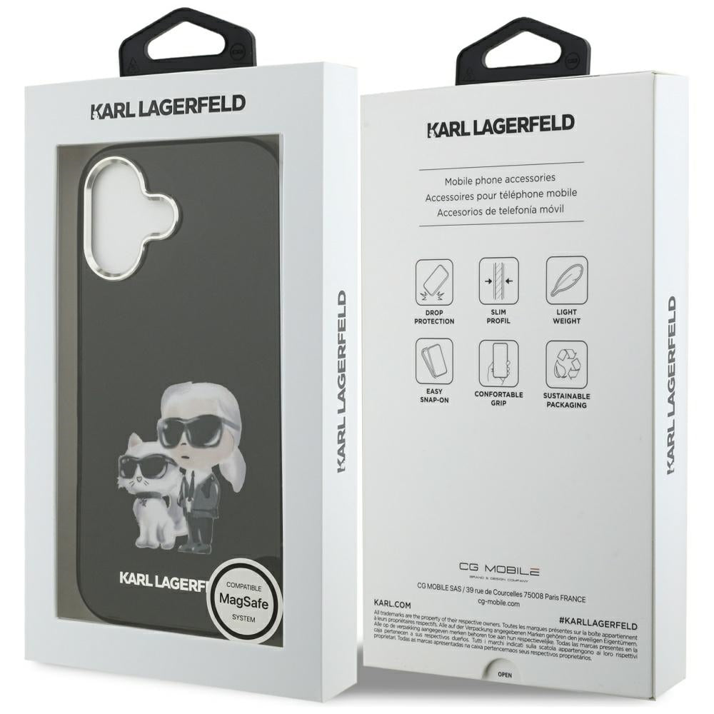 MagSafe Case for Apple iPhone 17, Karl Lagerfeld, IML Aquarelle Karl & Choupette Logo, Black
