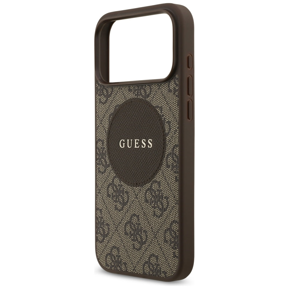 MagSafe Case for Apple iPhone 17 Pro, Guess, 4G Circle Classic Logo, Brown