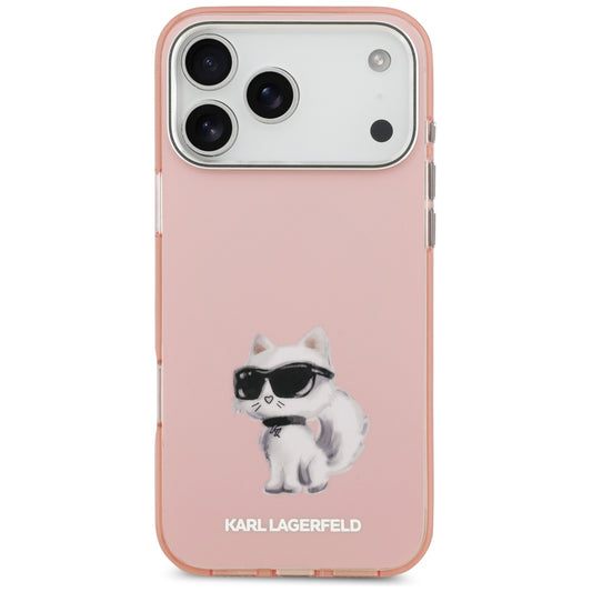 MagSafe Case for Apple iPhone 17 Pro, Karl Lagerfeld, IML Aquarelle Logo Choupette, Pink