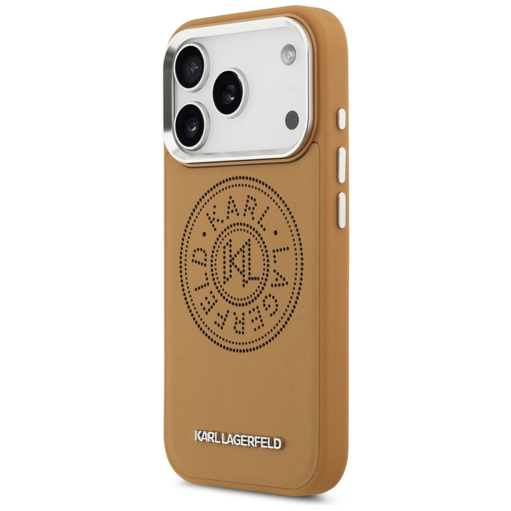 MagSafe Case for Apple iPhone 17 Pro, Karl Lagerfeld, Point & Metal Logo, Brown
