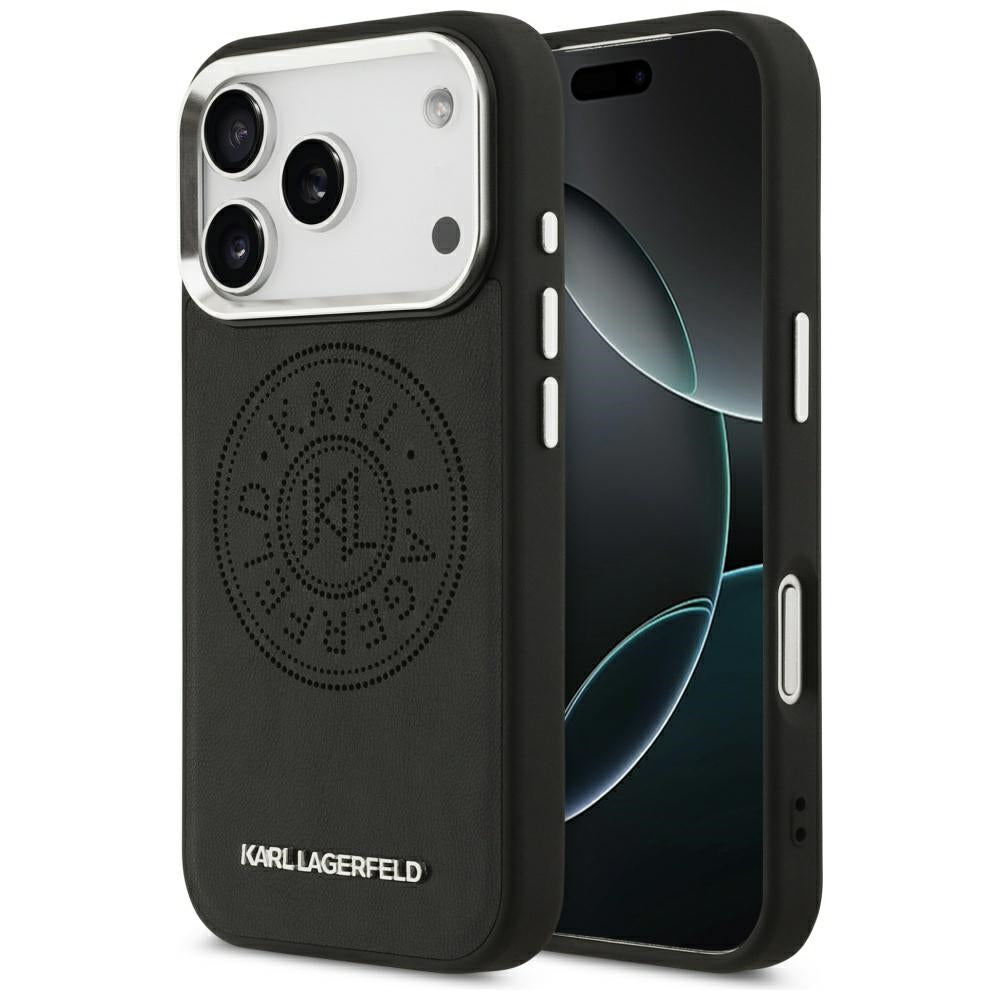 MagSafe Case for Apple iPhone 17 Pro, Karl Lagerfeld, Point & Metal Logo, Black