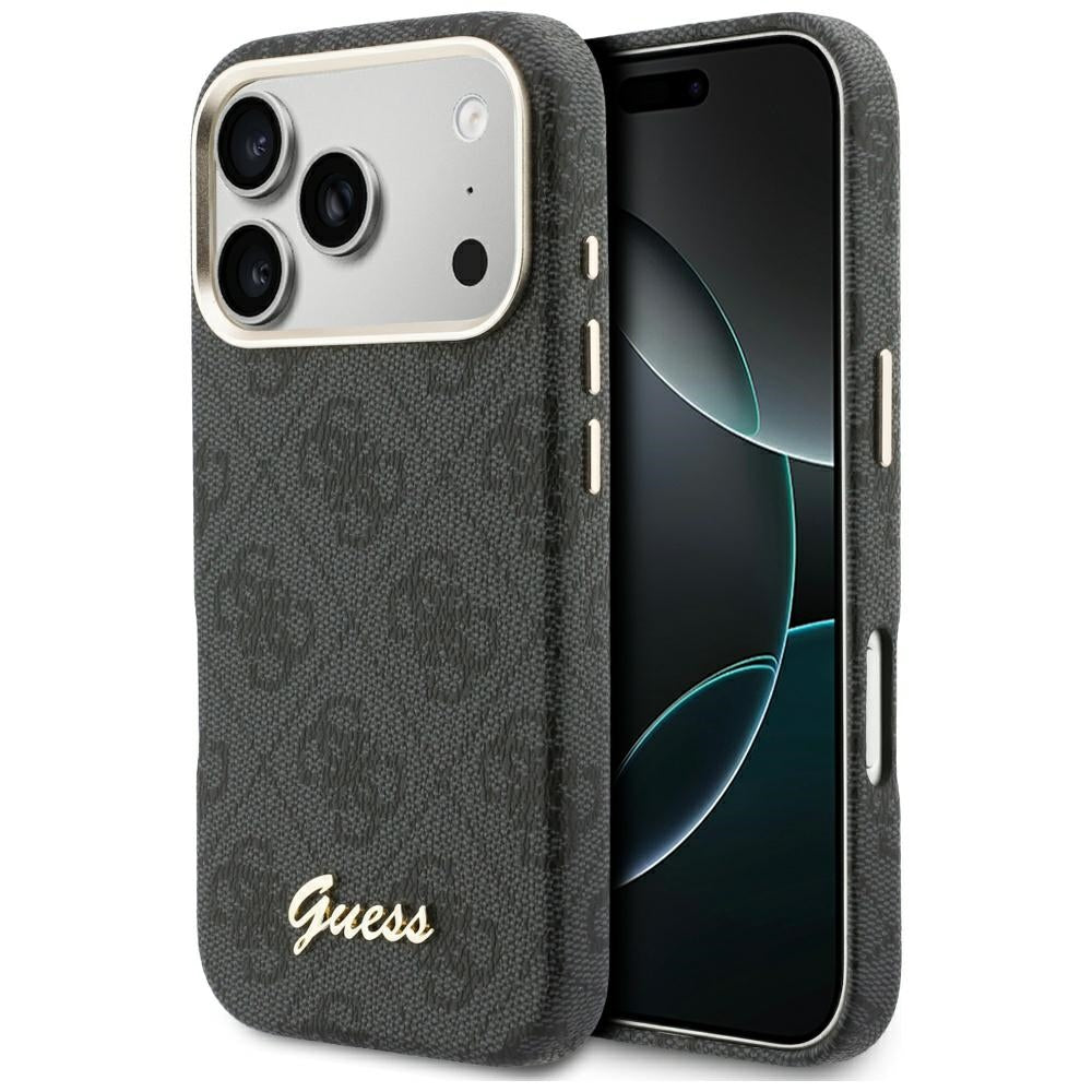 MagSafe Case for Apple iPhone 17 Pro Max, Guess, 4G Script Logo, Black