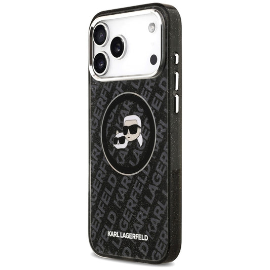MagSafe Case for Apple iPhone 17 Pro Max, Karl Lagerfeld, Glitter Karl & Choupette Head, Black