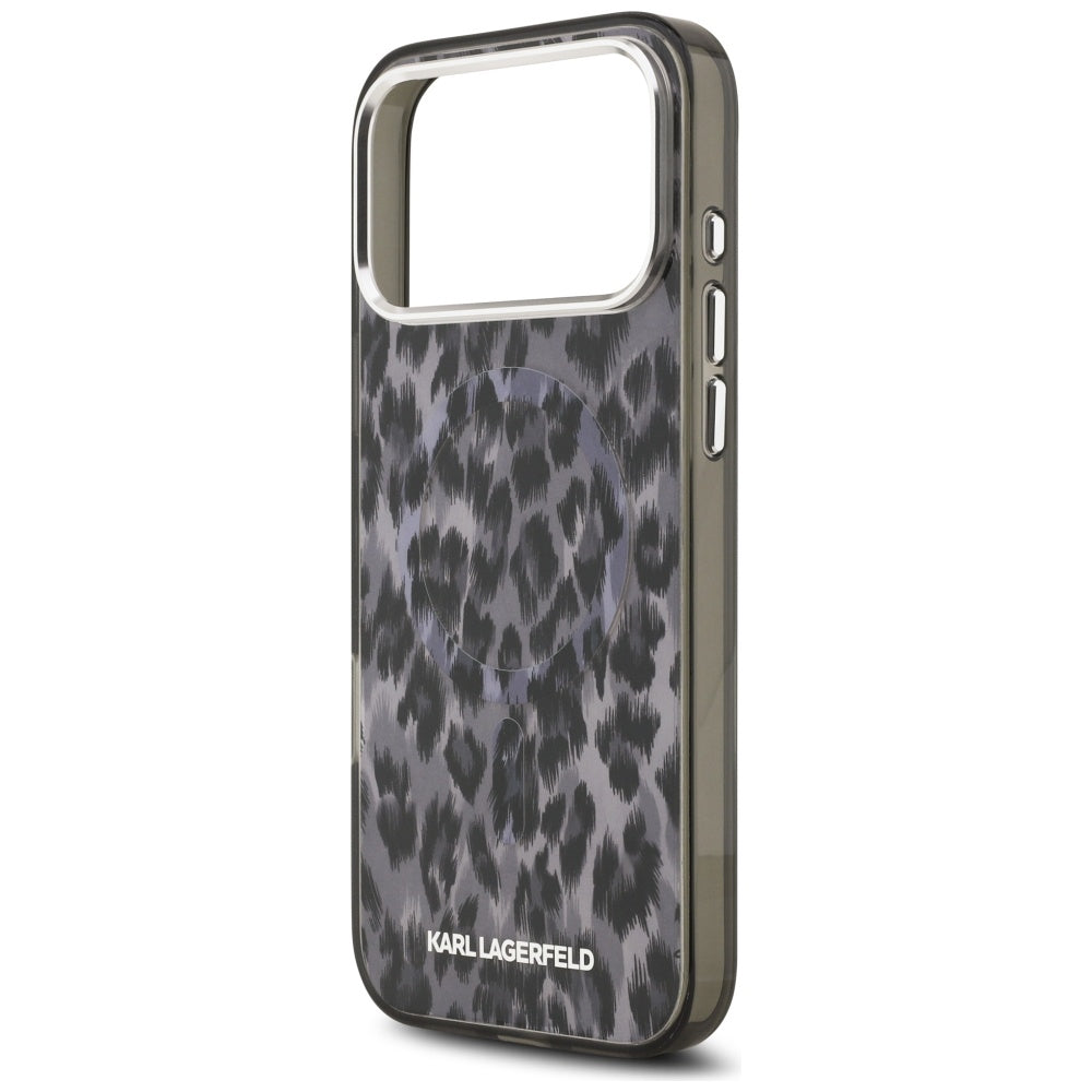 MagSafe Case for Apple iPhone 17 Pro Max, Karl Lagerfeld, IML Leopard Pattern, Black