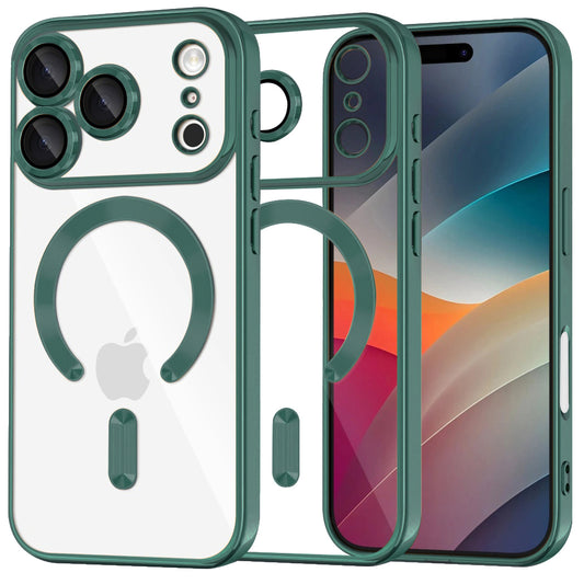 MagSafe Case for Apple iPhone 17 Pro, Techsuit, Luxury Crystal, Dark Green
