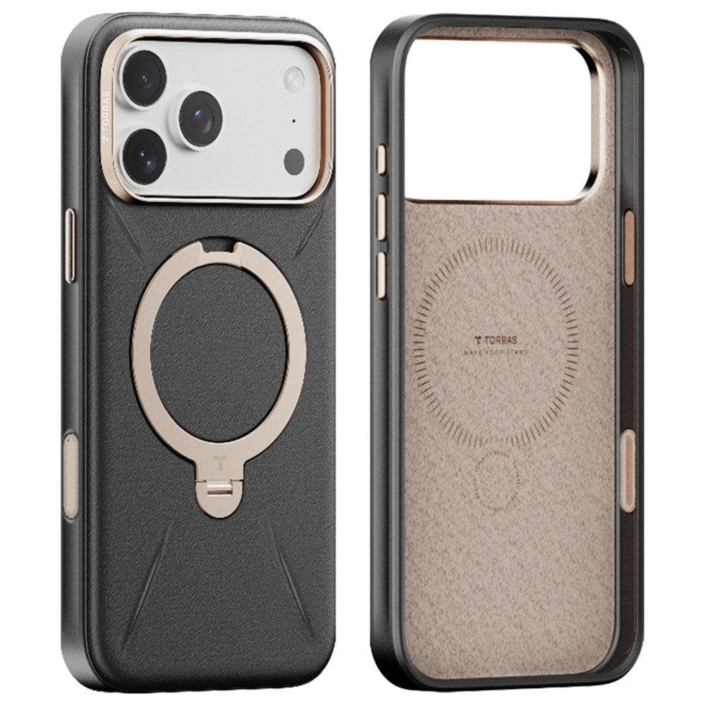 MagSafe Case for Apple iPhone 17 Pro, Torras, QPRO Leather, Black