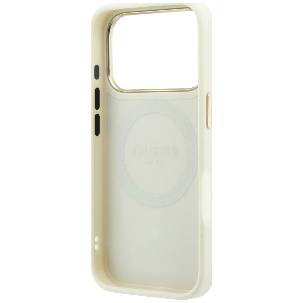MagSafe Case for Apple iPhone 18 Pro / 17 Pro, Guess, Peony 4G Small Logo, Beige