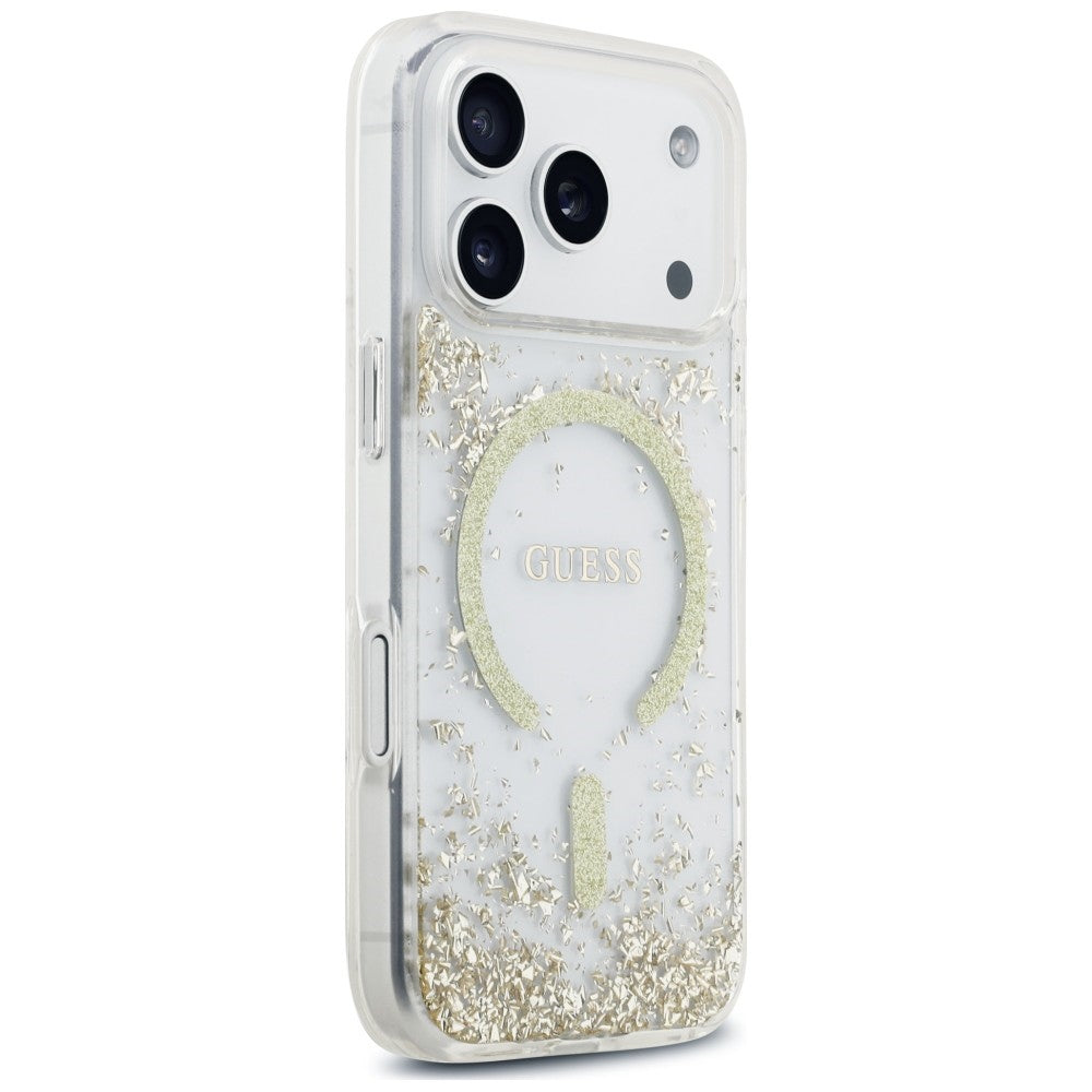 MagSafe Case for Apple iPhone 18 Pro / 17 Pro, Guess, Resin Bottom Glitter, Gold