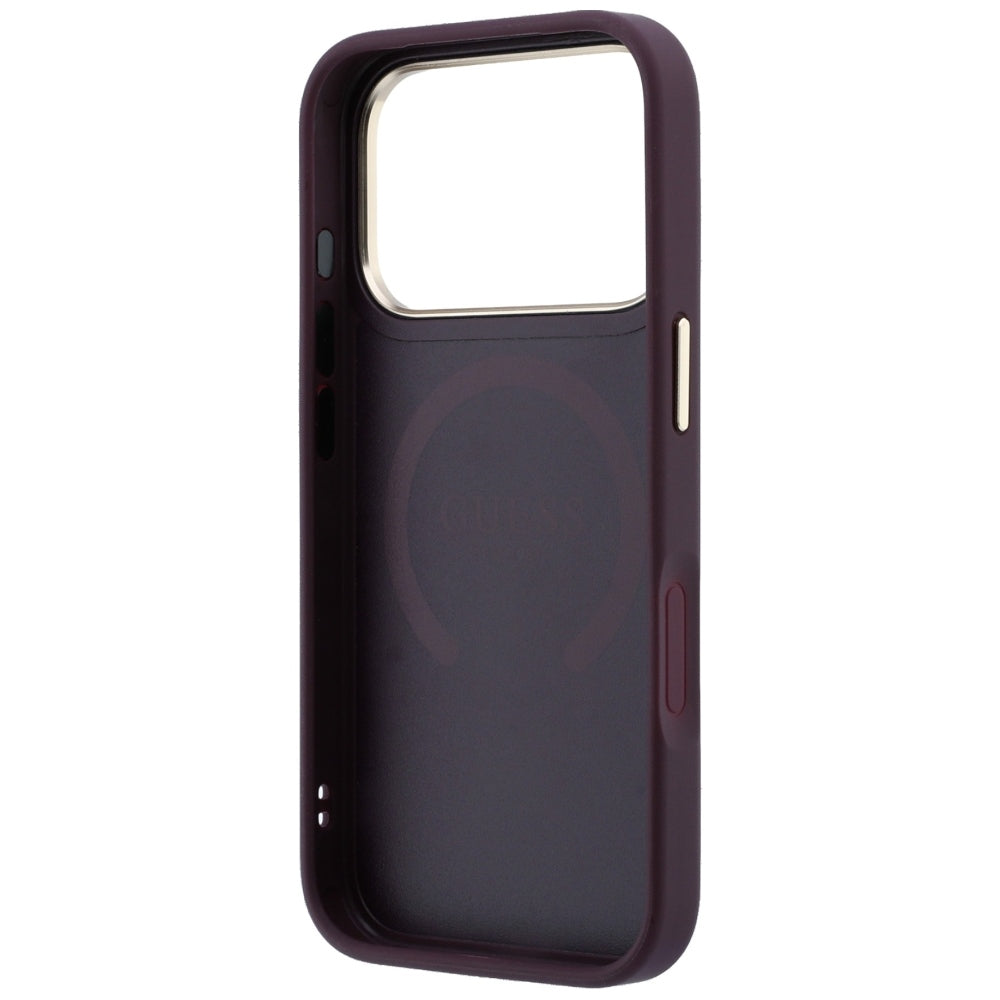 MagSafe Case for Apple iPhone 18 Pro / 17 Pro, Guess, Saffiano Peony Ring, Burgundy