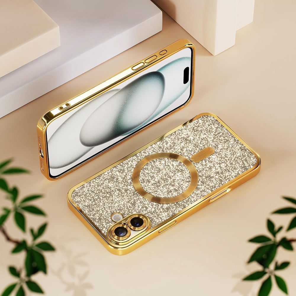 MagSafe Case for Apple iPhone 18 Pro / 17 Pro, Techsuit, Luxury Glitter, Silver