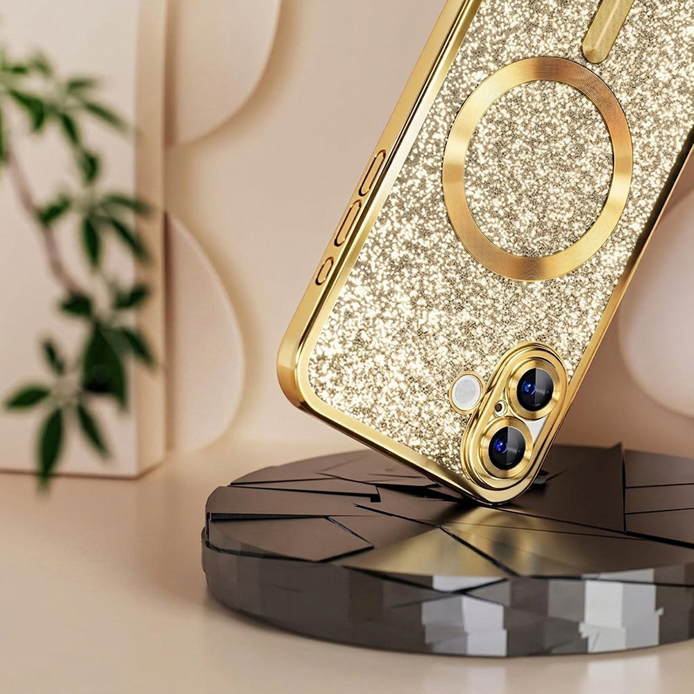 MagSafe Case for Apple iPhone 18 Pro / 17 Pro, Techsuit, Luxury Glitter, Rose Gold