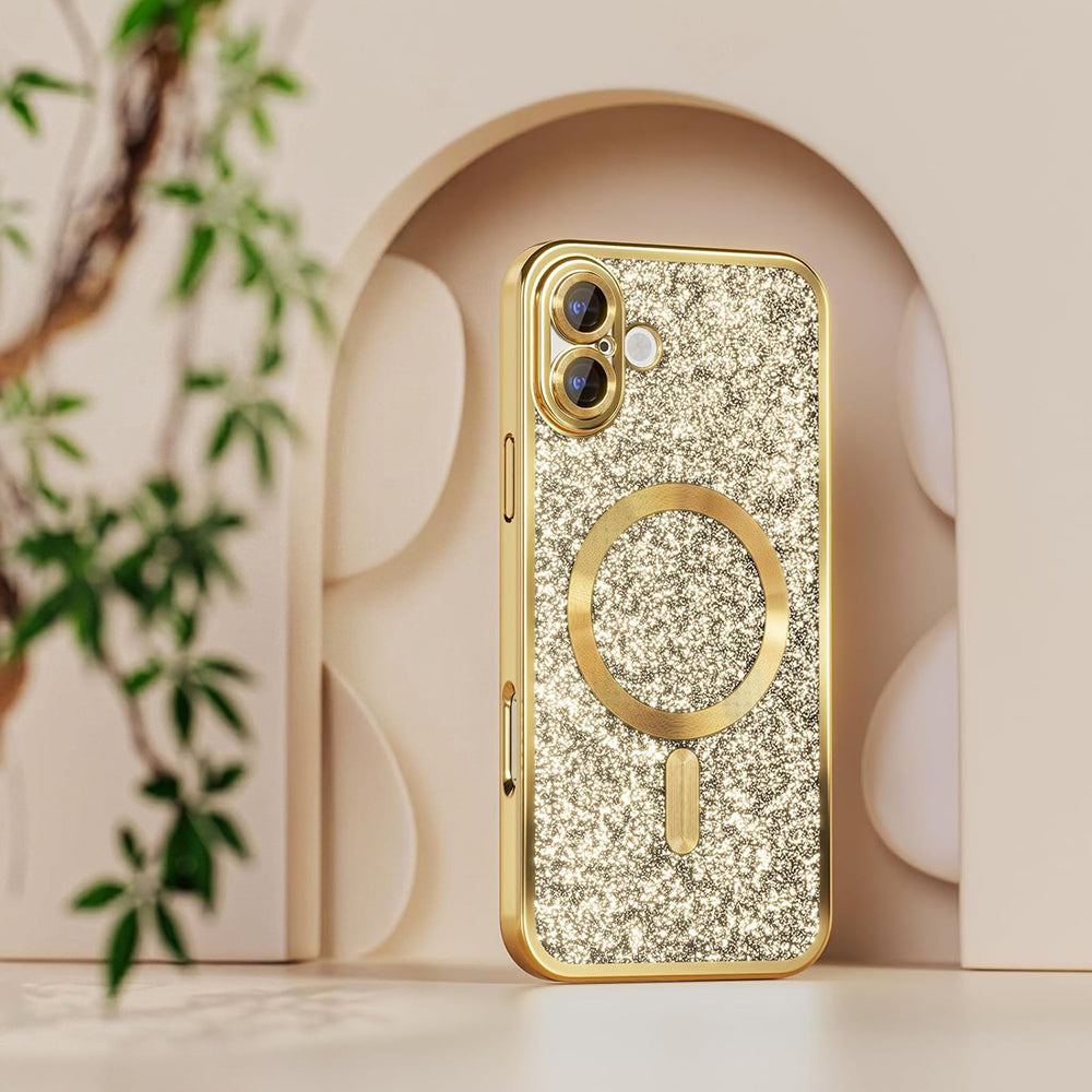 MagSafe Case for Apple iPhone 18 Pro Max / 17 Pro Max, Techsuit, Luxury Glitter, Gold