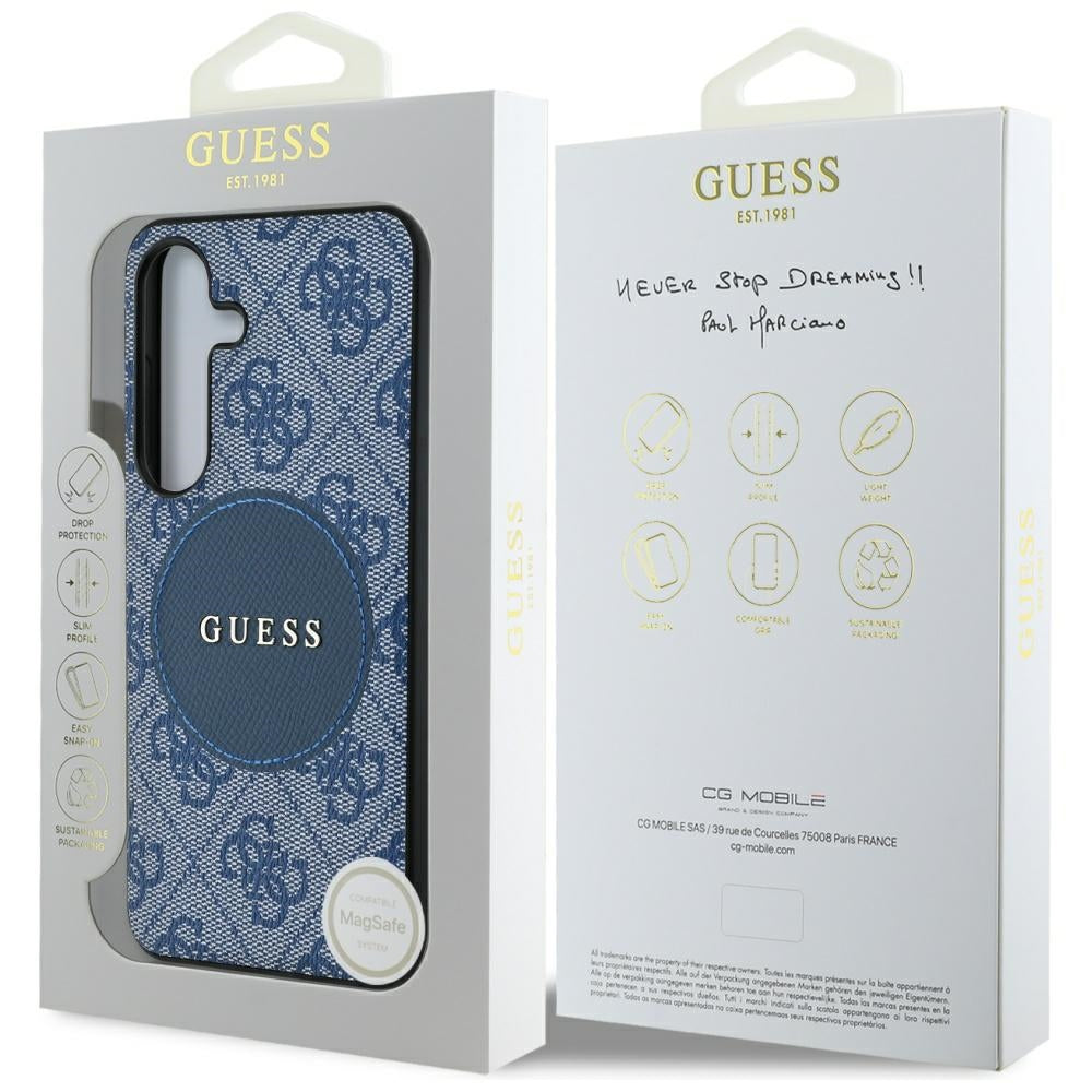 MagSafe Case for Samsung Galaxy S25 S931, Guess, 4G Circle Classic Logo, Blue