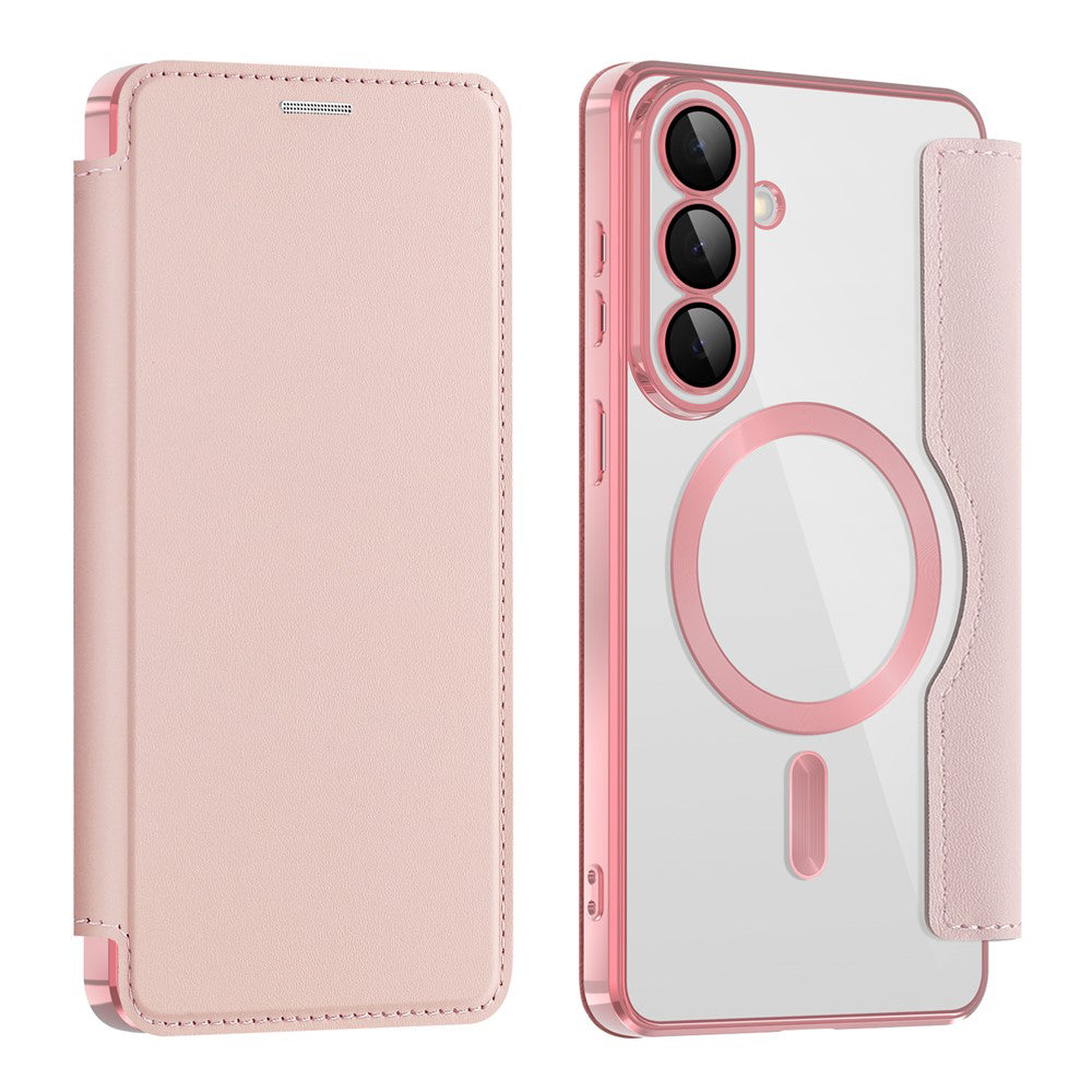 MagSafe Case for Samsung Galaxy S26 Plus, Techsuit, SmartMag Book, Pink