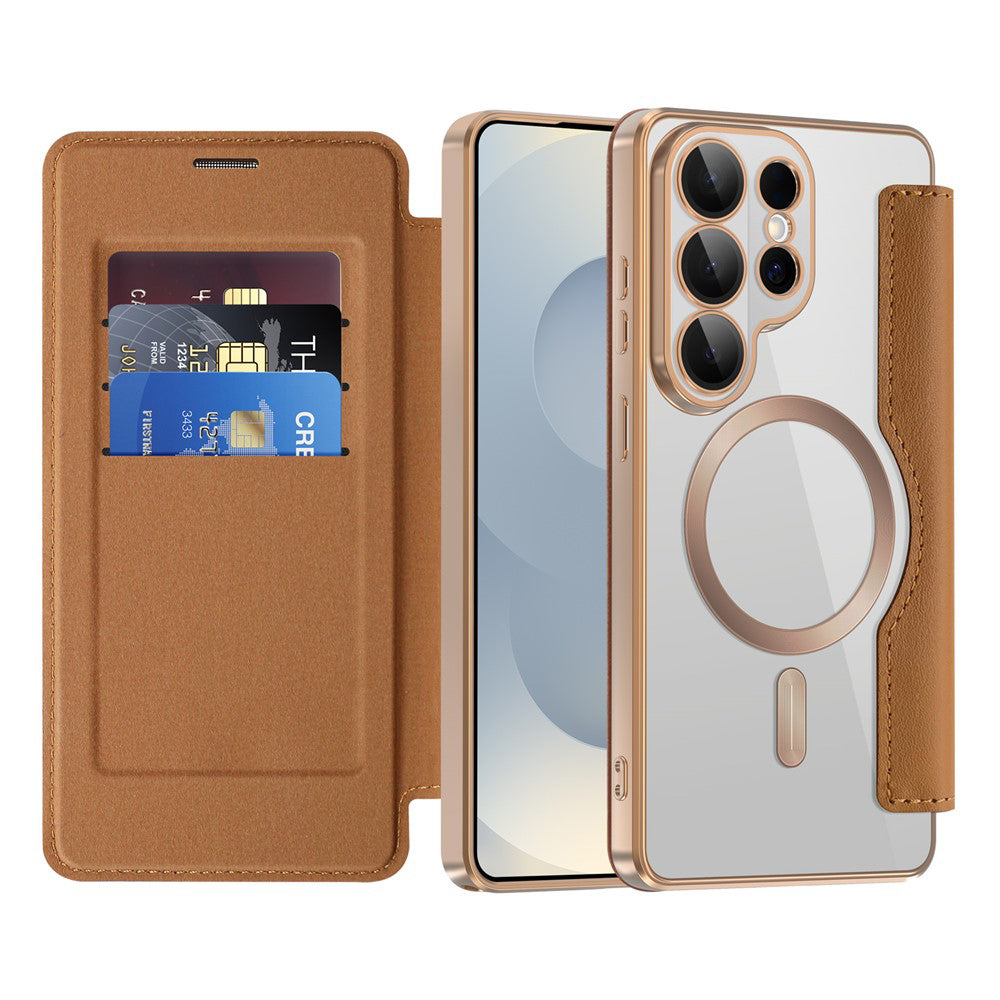 MagSafe Case for Samsung Galaxy S26 Ultra, Techsuit, SmartMag Book, Brown