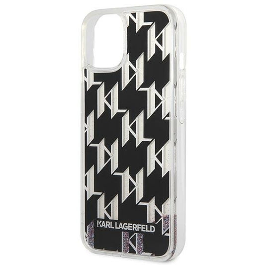 Case for Apple iPhone 14 Plus, Karl Lagerfeld, Liquid Glitter Monogram, Black