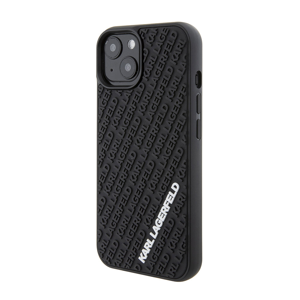 Case for Apple iPhone 15, Karl Lagerfeld, 3D Rubber Multi Logo, Black