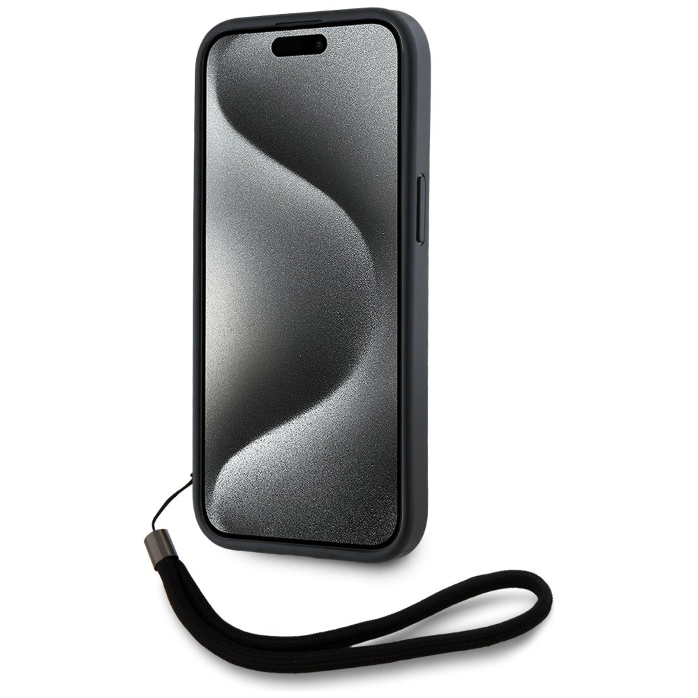 Case for Apple iPhone 15 Pro Max, Karl Lagerfeld, Saffiano Athleisure Stripes with Strap, Rosie