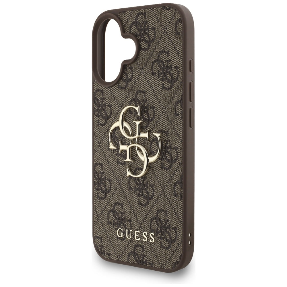 Case for Apple iPhone 16, Guess, 4G Classic Logo with Strap, Brown