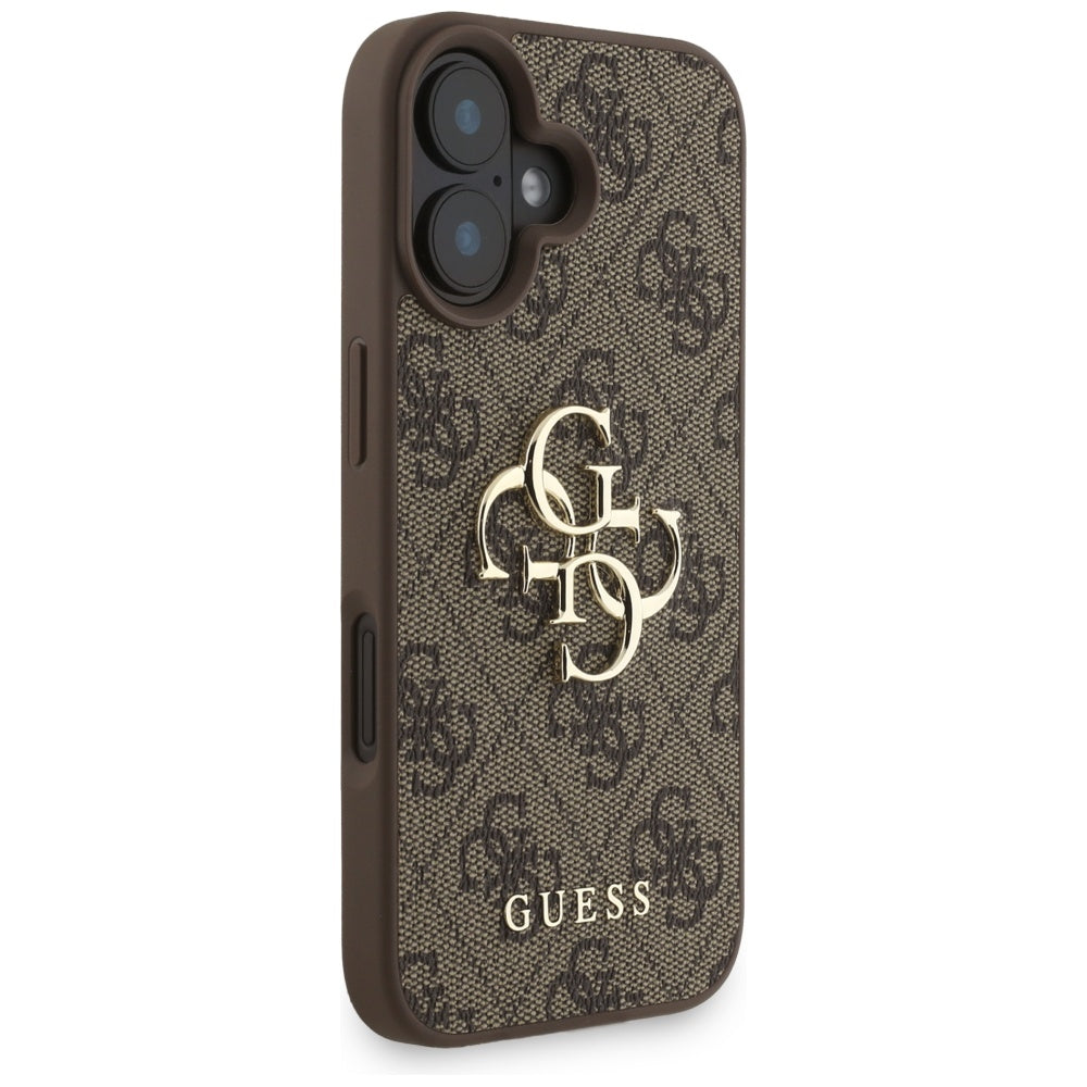Case for Apple iPhone 16, Guess, 4G Classic Logo with Strap, Brown