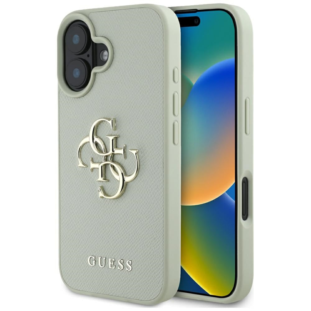 Case for Apple iPhone 16, Guess, Grained Big 4G Logo Small Classic Logo, Green