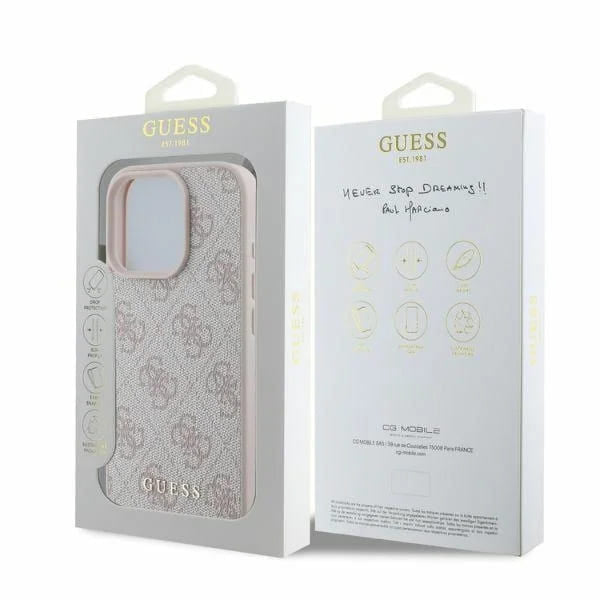 Case for Apple iPhone 16 Pro, Guess, 4G Classic, Pink