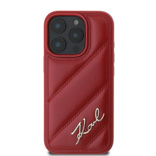 Case for Apple iPhone 16 Pro, Karl Lagerfeld, Diagonal Quilted Script, Pink