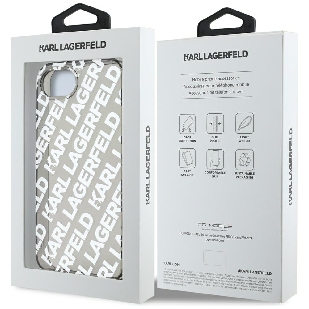 Case for Apple iPhone 17e / 16e, Karl Lagerfeld, IML Luxury Silver Fullover Logo, Silver