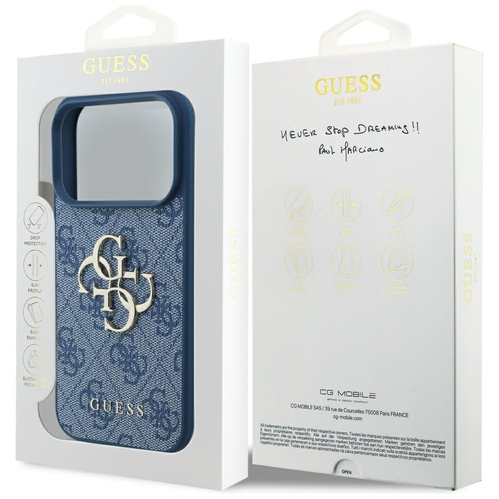 Case for Apple iPhone 17 Pro Max, Guess, 4G Big Logo, Blue