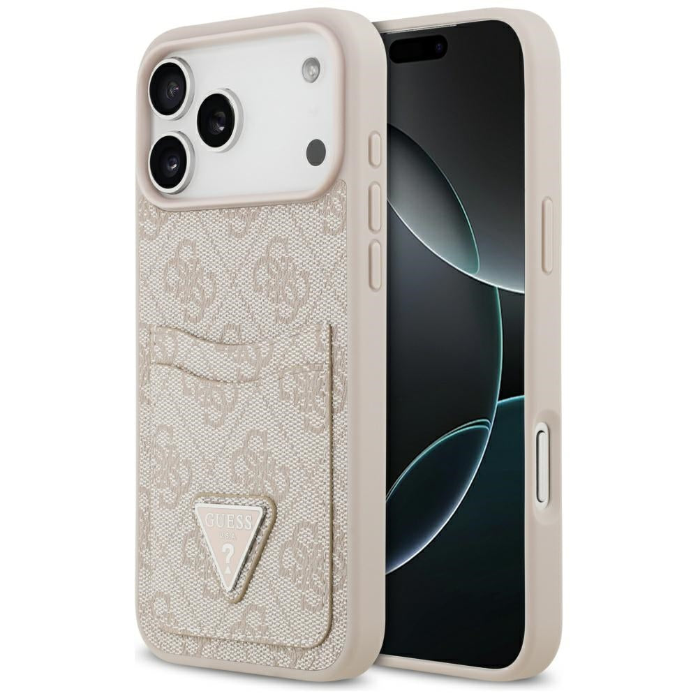 Case for Apple iPhone 17 Pro Max, Guess, 4G Double Card Triangle, Pink
