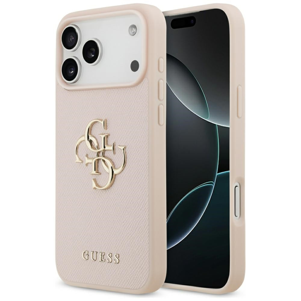 Case for Apple iPhone 17 Pro Max, Guess, 4G Grained Big and Classic Logo, Pink