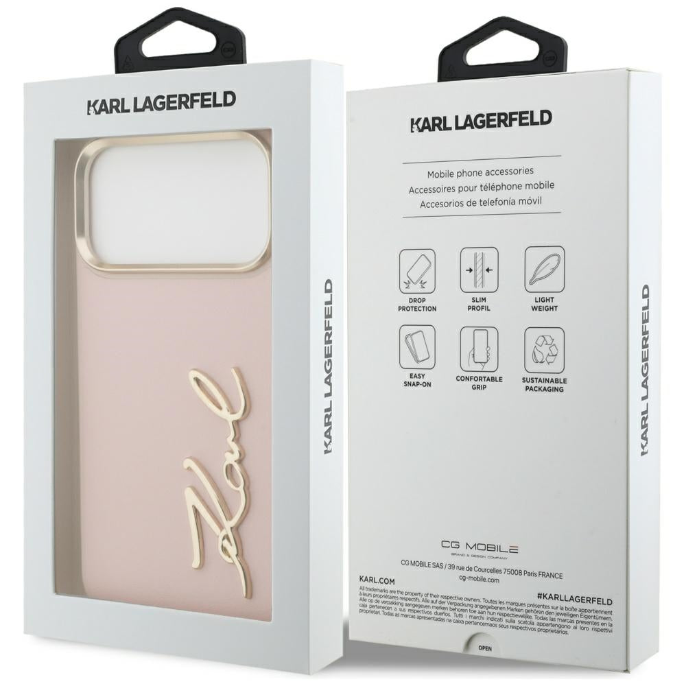 Case for Apple iPhone 17 Pro Max, Karl Lagerfeld, Script Logo, Pink