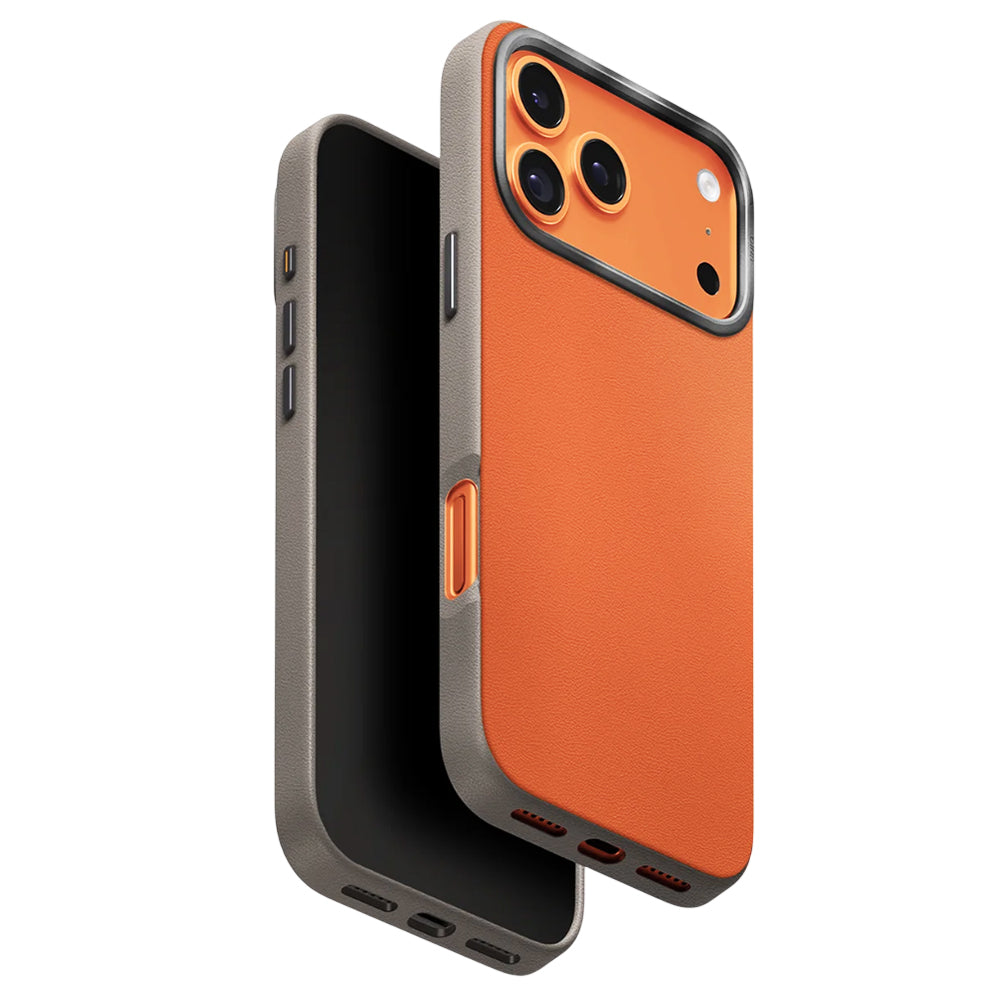 Case for Apple iPhone 17 Pro, UNIQ, Lyden Leatherette, Beige Orange