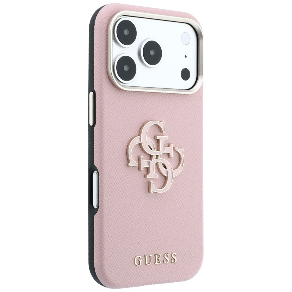 Case for Apple iPhone 18 Pro Max / 17 Pro Max, Guess, Grained Big Resin Logo, Pink