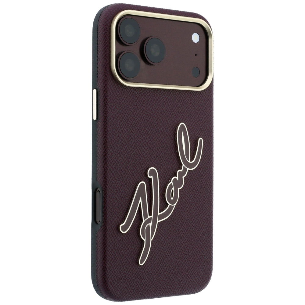Case for Apple iPhone 18 Pro Max / 17 Pro Max, Karl Lagerfeld, Smooth Big Resin Signature Logo, Burgundy