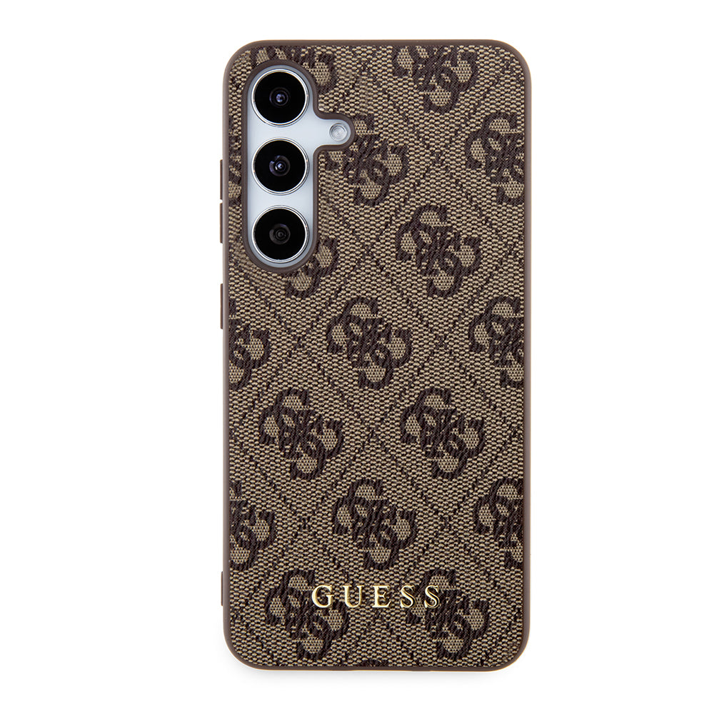 Case for Samsung Galaxy S24 S921, Guess, 4G Metal Gold Logo, Brown