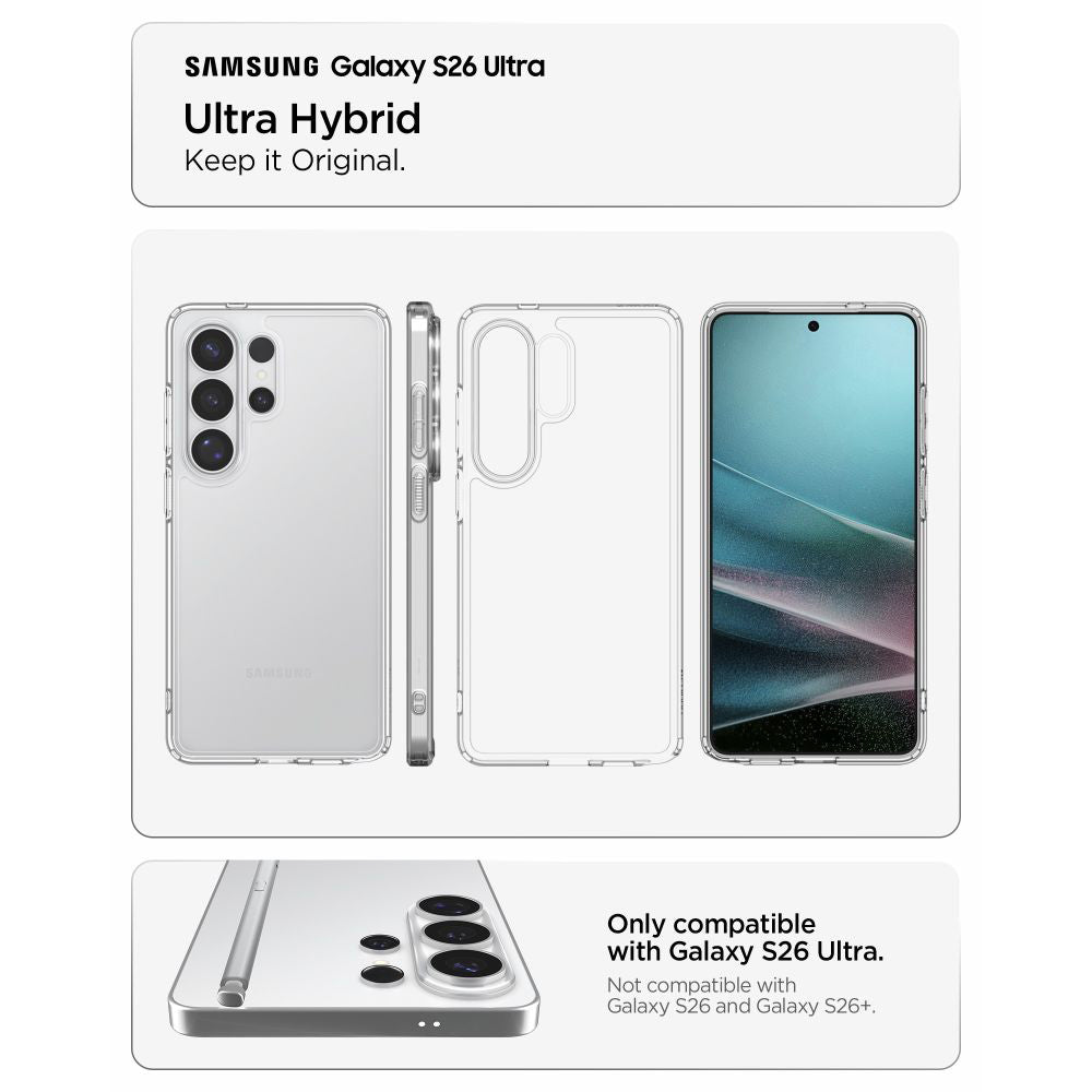 Case for Samsung Galaxy S26 Ultra S948, Spigen, Ultra Hybrid, Transparent ACS10677