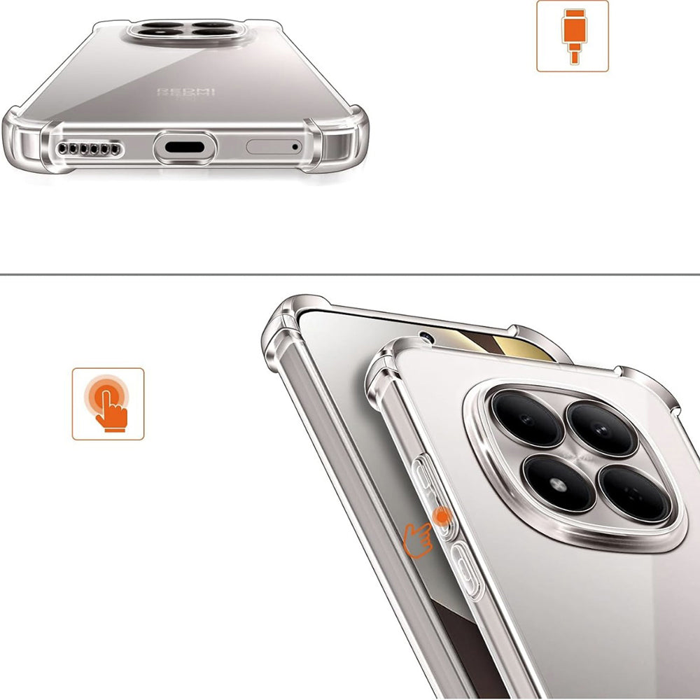 Case for Xiaomi Redmi Note 15 Pro 5G, Techsuit, Shockproof Clear, Transparent