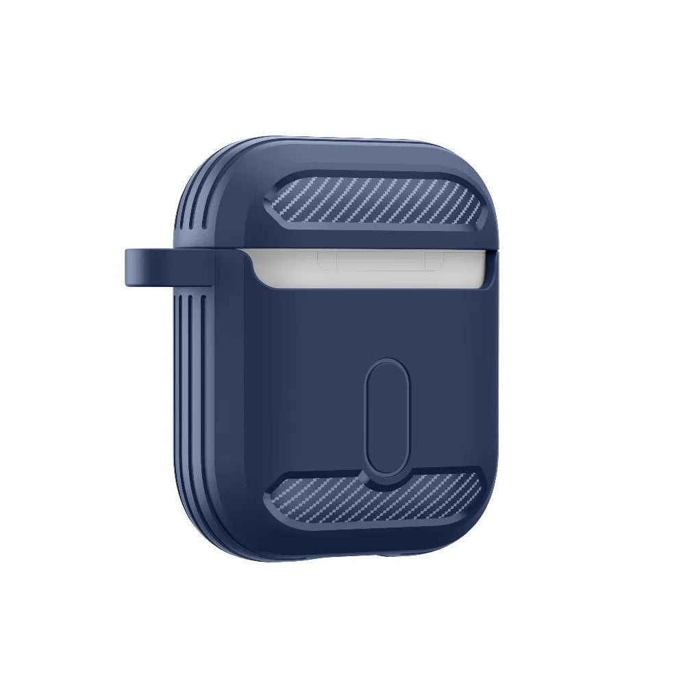 Techsuit Carbon Case for Apple AirPods Gen 2 / Gen 1, Navy Blue