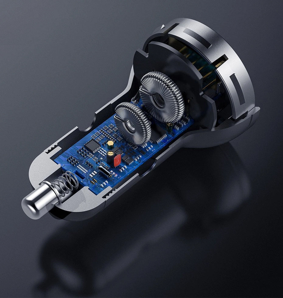 Baseus Digital Display Car Charger, 24W, 2.4A, 2 x USB-A, Silver CCBX-0S CCBX-0S