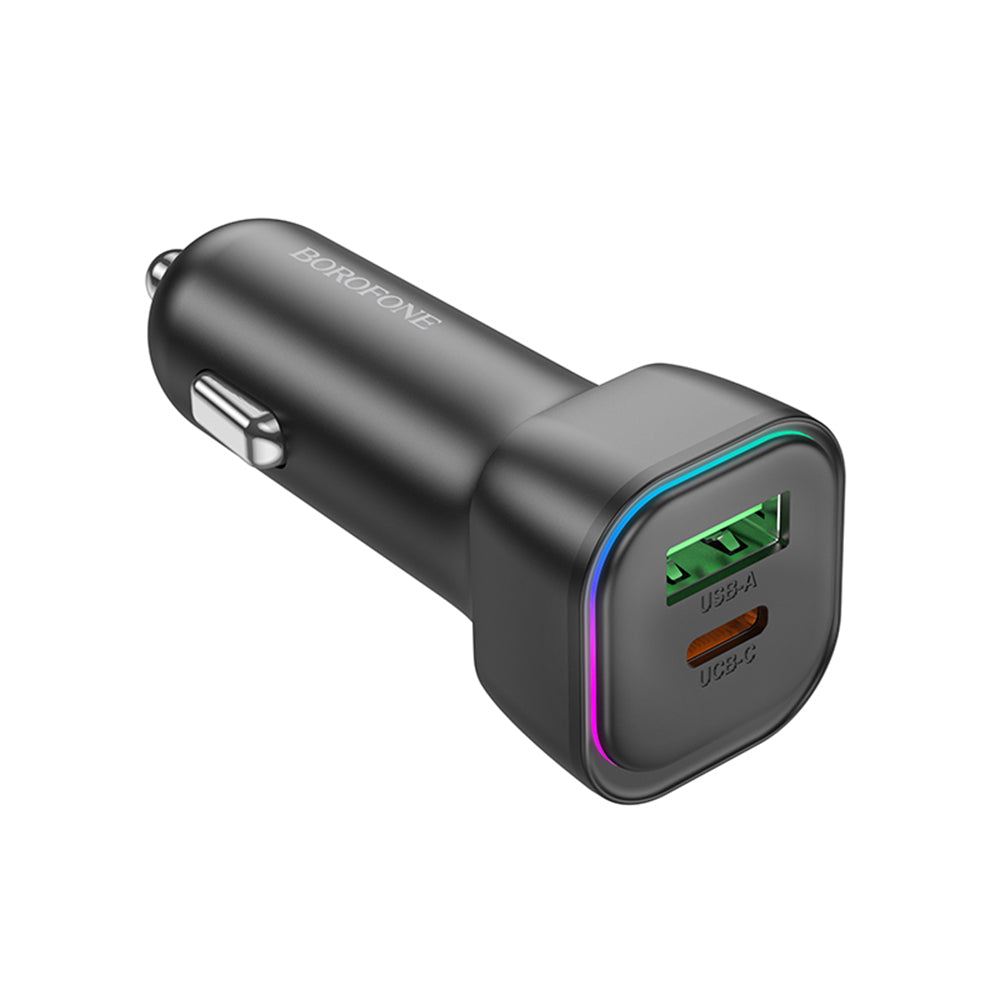 Borofone BZ28A Trophie Car Charger, 30W, 3A, 1 x USB-A - 1 x USB-C, Black