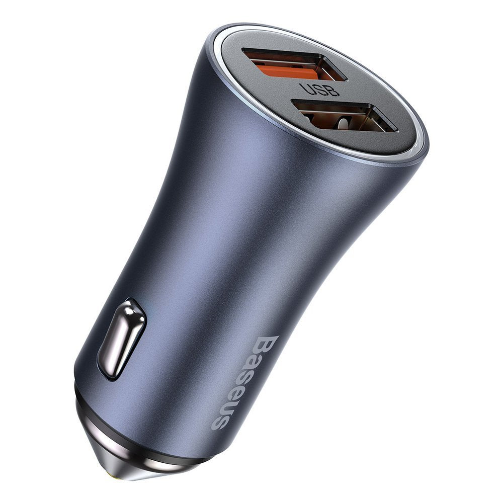 Car Charger with USB-C Cable Baseus Golden Contactor Pro Dual, 40W, 3A, 2 x USB-A, Grey TZCCJD-A0G