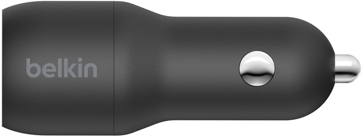 Belkin BoostCharge Dual USB-C Cable Car Charger, 24W, 2.4A, 2 x USB-A, Black CCE001bt1MBK